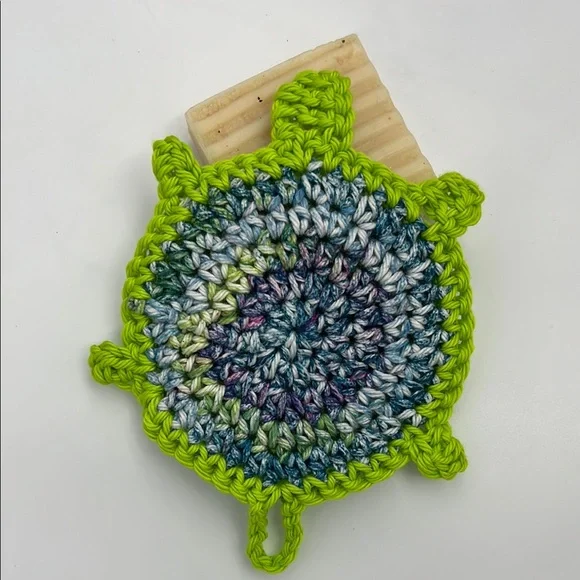 Handmade Crochet Turtle Soap Saver - Picture 2 of 5